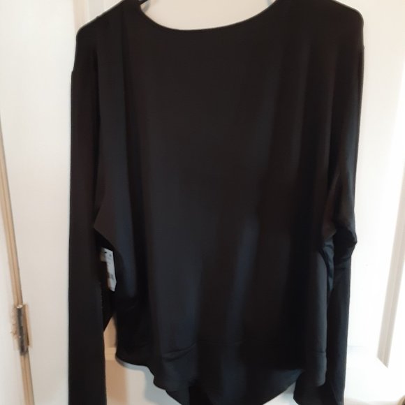 BLACK TAPE Women's Black Stretch Faux Wrap Style Long Sleeve Bodysuit - Picture 7 of 11